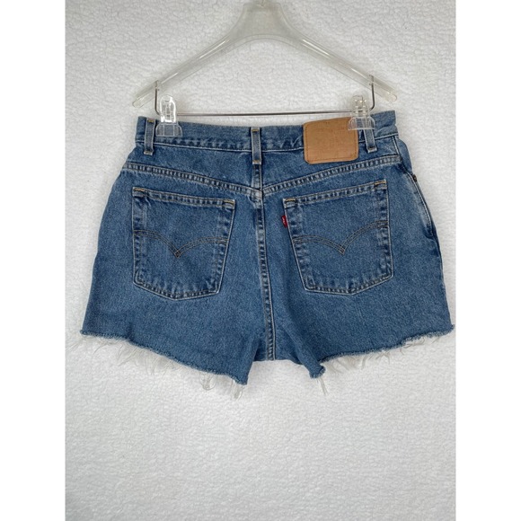 Levis 550 Vintage High Rise Relaxed Fit Cutoff Denim Shorts Blue Womens 30 - Picture 4 of 9